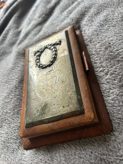 Silver vintage leather-bound notebook