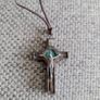 Old vintage olive wood rosary crucifix Saint Benedict on a cord in good condition with signs of age FREE STANDARD POSTAGE INCLUDED Image 2