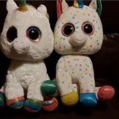 2 TY Teddys Large Unicorns - approx height 48 cm - Harmony and Pixy