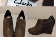 Clarks Brown Wedge Ankle Boots