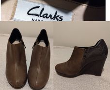 Clarks Brown Wedge Ankle Boots
