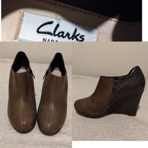 Clarks Brown Wedge Ankle Boots