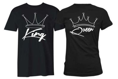 King And Queen Couple T-shirts  Tops Tees For Valentines Day Gift Present