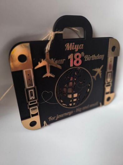 Personalised wooden birthday card for 18th birthday with money holder