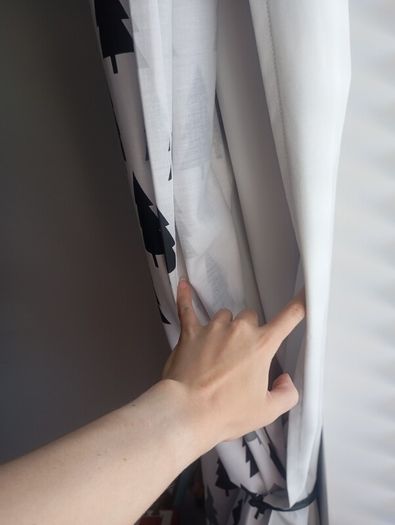 Scandi Bear Forest lined curtains