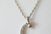 Vintage 925 Sterling Silver Moon and Star Pendant Necklace length 16" - 1,7g