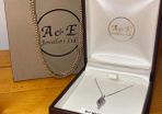 9ct White Gold Flame Diamond Pendant Necklace Chain