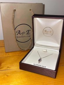 9ct White Gold Flame Diamond Pendant Necklace Chain