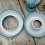 vintage blue enamel tins, Bundt tin, Glud and Marstrand Image 6