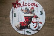 Christmas sign - santa boot and snowman