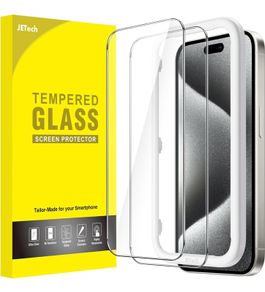Screen Protector for iPhone 15 Pro 6.1-Inch, Tempered Glass Film with Easy Installation Tool, Case-Friendly, HD Clear, 3-Pack