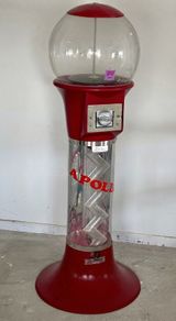 Apollo Spiral Gumball Machine, Red Tower Vending Machine. Retro Game Room & Commercial Display