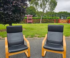 2 Original IKEA POANG Armchairs in Rare Leather Finish