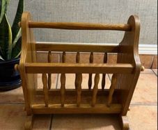 Vintage Oak Magazine Rack Holder