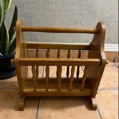 Vintage Oak Magazine Rack Holder