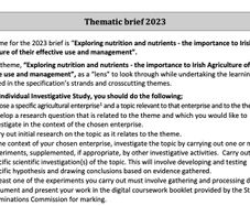 Leaving Cert Ag Science H1 Project