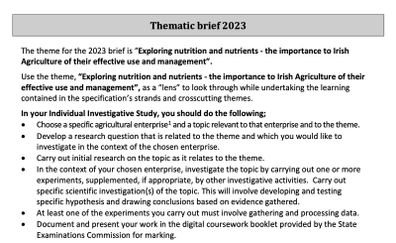Leaving Cert Ag Science H1 Project