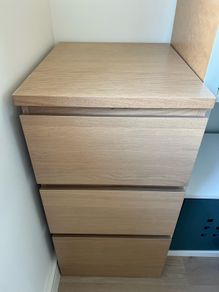 IKEA MALM 3 Drawer Chest Oak Veneer Like New