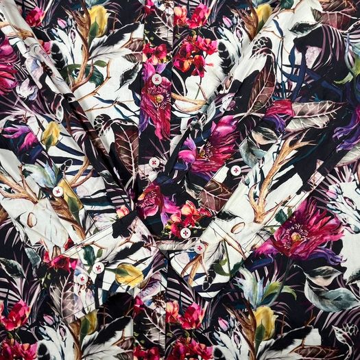 Joe Browns Floral Print Long Sleeve Shirt Medium - Flowers Skull Funky