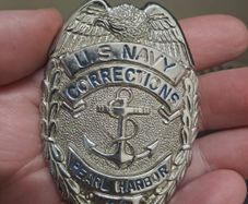 US Navy Corrections Pearl Harbor Badge No 82 Blackinton