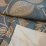 Curtains - light blue & pale gold - modern leaf motif - Heavy - Thermal Image 4