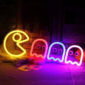 Neon Signs Specter LED Lights Sign Gamer Room Retro Arcade Decor 17x5.9 with USB/Switch Ghost Neon Kids Lights Hang up for Gaming Zone Man Cave