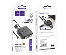 Hoco Hb38 7-in-1 4k Ultra Hd Converter  Hdtv+ Sd/tf+ Usb3+ Usb2 2+ Pd100 100w Black