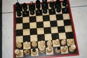 Vintage Chess Set Old Wooden Large Chess  Antique Chess 14"