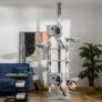 Floor to Ceiling Cat Tree for Indoor Cats, 240-260cm, Adjustable Height - Light Grey Image 4