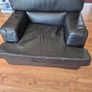 1 contempory leather sofa with arm chair Image 2