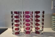 vintage deco vases J G Durand 1970s Windsor Rubis Geometric Pattern