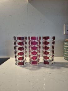 vintage deco vases J G Durand 1970s Windsor Rubis Geometric Pattern