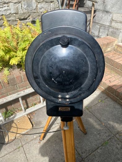 Vintage Industrial Theater Spotlight Floor Lamp on Wooden Tripod  Re-wired