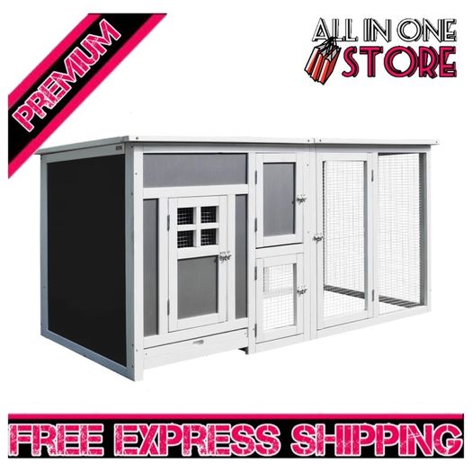 Wood Chicken Coop Hutch Hen House Cage PC Roof w/ Run Nest Box Deluxe 160 x 75 x 80 cm (FREE SHIPPING)