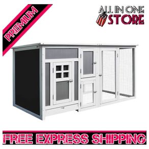 Wood Chicken Coop Hutch Hen House Cage PC Roof w/ Run Nest Box Deluxe 160 x 75 x 80 cm (FREE SHIPPING)