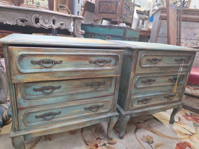 Vintage Upcycled Pair of Bedeside Lockers