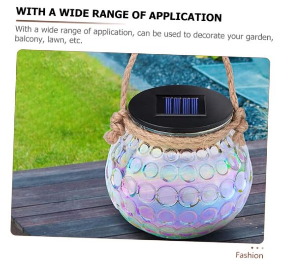 2pcs Glass Jar Hanging Lights Decorative Lanterns Mosaic Solar Lantern Solar Lights