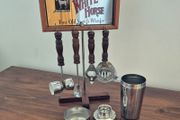 Vintage 1970s  White Horse Whisky Bar Station &amp; Premium Italian Inoxpran Shaker  Immaculate Full Set Rare Find