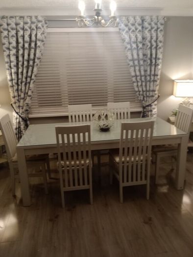 Table and six chairs