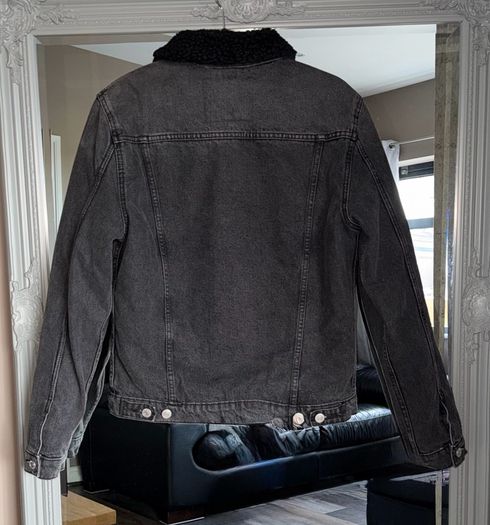 Broken Standard Sherpa Lined Black Denim Jacket M Unisex