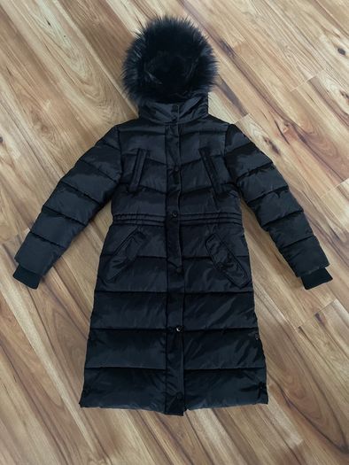 Next black longline puffa coat age 10 as new!