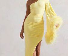 Club London yellow feather dress