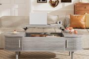 Coffee Table with Lift Top - Wooden Modern Centre Table with Unique Textured &amp; Hidden Storage, for Living Room, Bedroom, Small Space, Home Office
