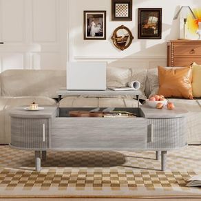 Coffee Table with Lift Top - Wooden Modern Centre Table with Unique Textured & Hidden Storage, for Living Room, Bedroom, Small Space, Home Office