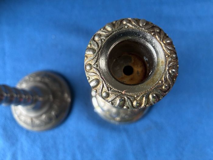 pair of barley twist epns candle sticks