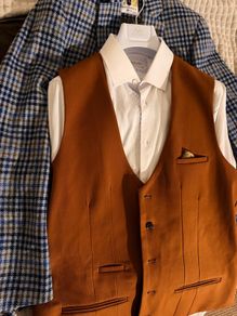 Mens Marc Darcy 3 Piece Suit  Blue & Tan Check
