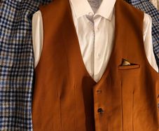 Mens Marc Darcy 3 Piece Suit  Blue & Tan Check
