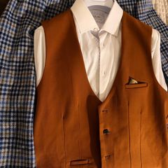 Mens Marc Darcy 3 Piece Suit  Blue & Tan Check