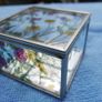 Vintage Hand Painted Waterside Flowers R Stained Glass Mirror Box Image 3