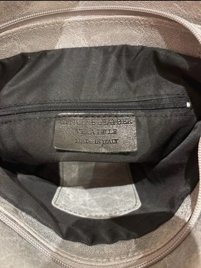 Silver grey Italian leather bag